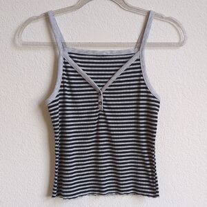 Striped Black and White Women's Tank Top